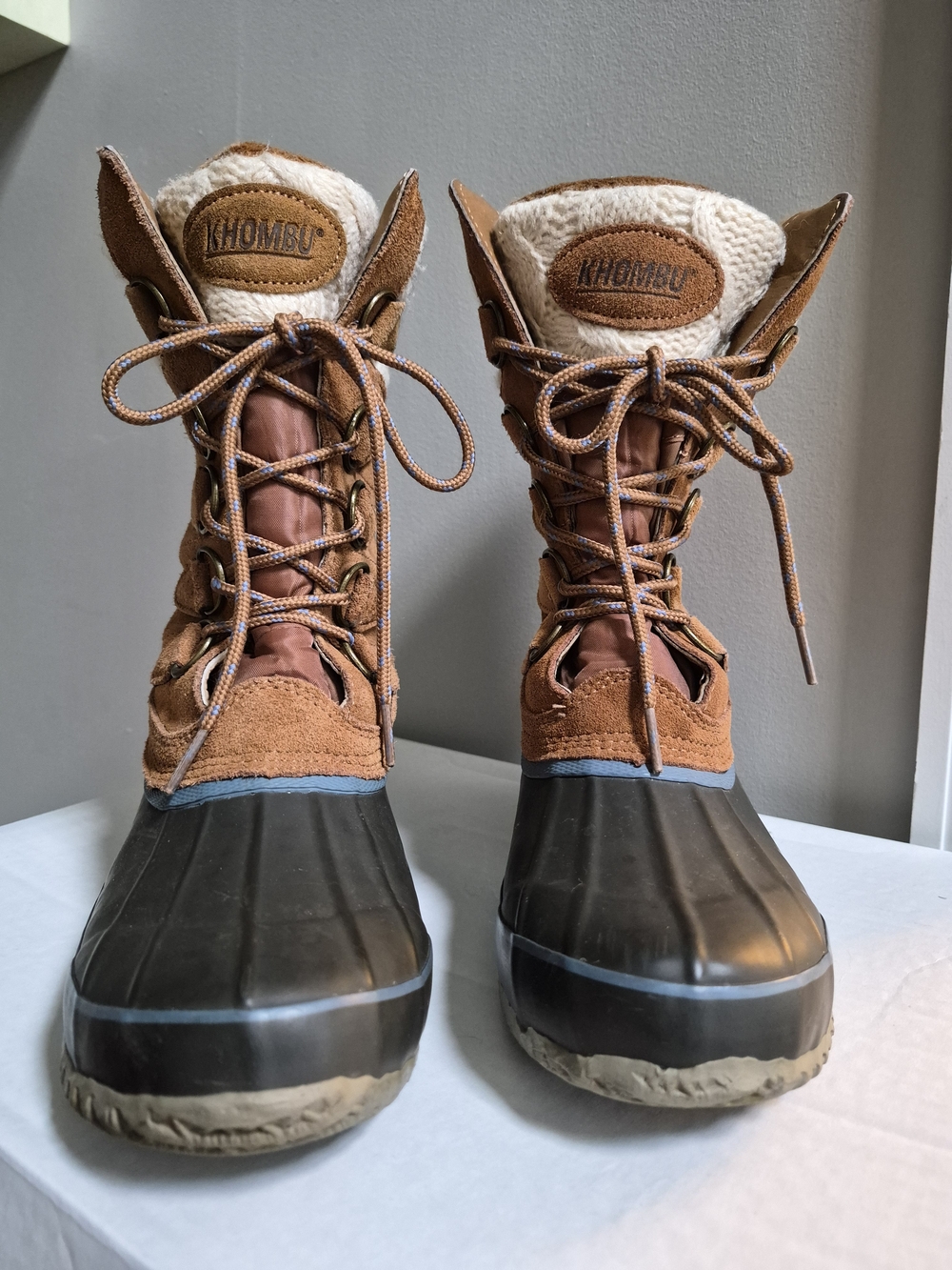 Khombu Brown Waterproof Duck Boots - Lace-Up Winter Boots Womens Cozy Waterproof